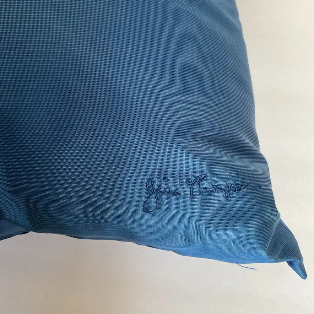 Jim Thompson Blue Silk Accent Pillow Signed